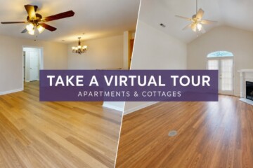 Split view of a Windsor Point apartment and cottage promoting the new virtual tours
