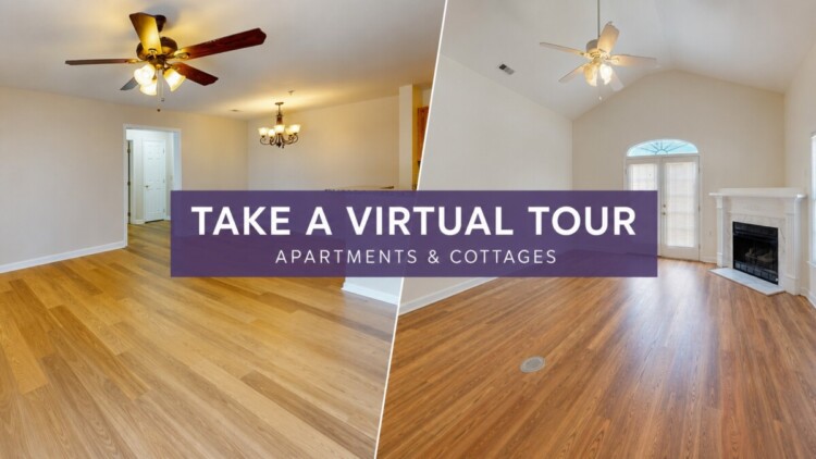 Split view of a Windsor Point apartment and cottage promoting the new virtual tours